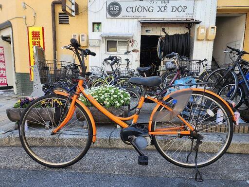 電動アシスト自転車　２６インチ　バッテリー　付き　充電器　付き　３変速　オレンジ　配達可能
