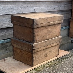 【4/8までのお引取は500円引き】古い蓋付き木箱　2個セット