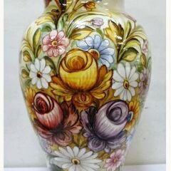 レトロ　海外製　陶器　花瓶　壺　フラワーベース　傘立て　花柄　ア...