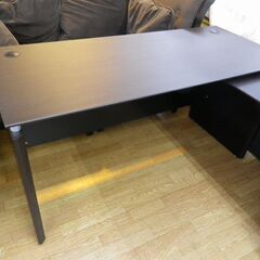 L字デスク 大型 ダークブラウン 引出し付き 幅140×151㎝ オフィスデスク PC
