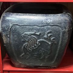 陶器製 火鉢 角火鉢 獅子 プランター 植木鉢 古道具 レトロ 