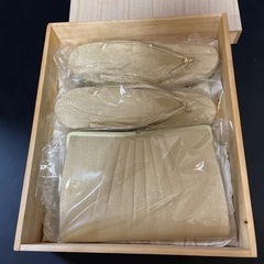 着物用バッグ&草履セット　金色　和装小物　【中古品】