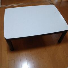 ローテーブル/長方形コタツ/天板黒白/足長短伸縮
