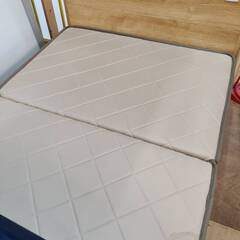 【愛品倶楽部柏店】シングルベッド 収納付き 「F:ニトリ ジオチェスト 」「M:ニトリ 硬質マットパーム3  & 西川 エアー (ハード)」