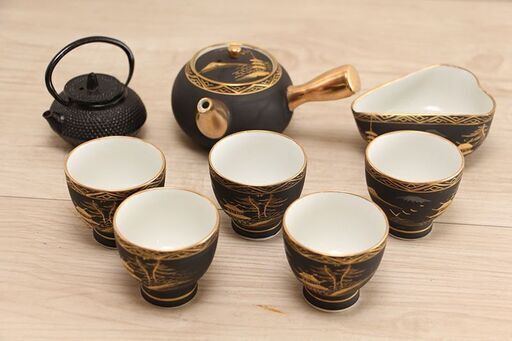 工芸品 陶芸 日本の陶磁 九谷　作者 陶光 茶道具 湯呑み 急須 (R2394wY)