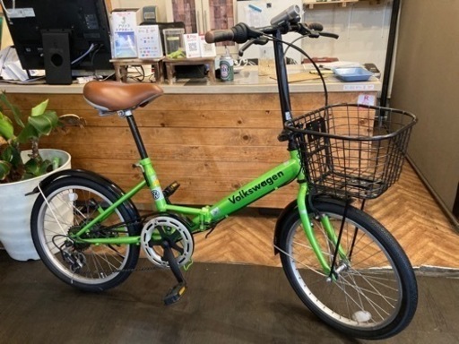 【Volkswagen前後タイヤ・後輪チューブ新品！】6段変速　20インチ折りたたみ自転車　ライムグリーン Volkswagen前後タイヤ・後輪チューブ新品！】6段変速 20インチ