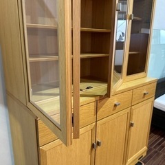 【超美品】旭川家具　アーリー・タイムス アルファ社製　食器棚　キッチンボード　飾り棚　コンセントボックス付　MUKU工房