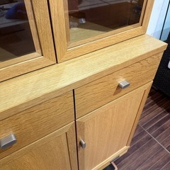 【超美品】旭川家具　アーリー・タイムス アルファ社製　食器棚　キッチンボード　飾り棚　コンセントボックス付　MUKU工房