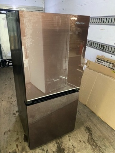 福岡市内配送無料　2020年式ガラス冷蔵庫 ブラウン HR-G13B-BR [2ドア /右開きタイプ /134L] [冷凍室 46L]