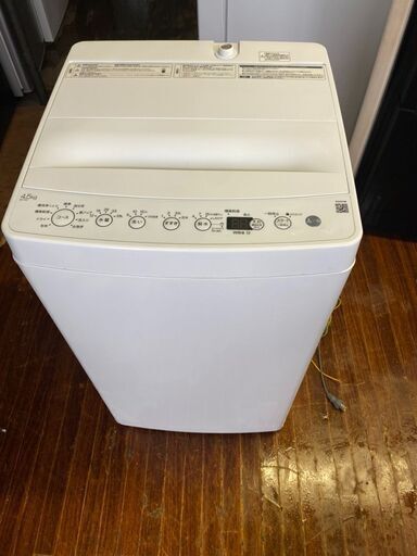 北九州市内配送無料店2021年式　全自動洗濯機 ホワイト BW-45A-W [洗濯4.5kg /乾燥機能無 /上開き]
