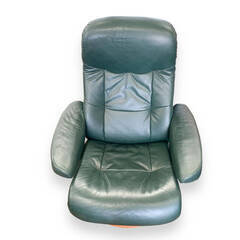 24Y217 ジA+C 【美品】 SIMMONS シモンズ リクライニングチェア フットツールセット Fjords フィヨルド 215 Rベース 牛革 札幌発