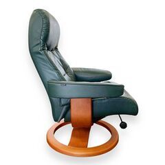24Y217 ジA+C 【美品】 SIMMONS シモンズ リクライニングチェア フットツールセット Fjords フィヨルド 215 Rベース 牛革 札幌発