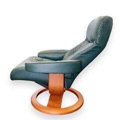 24Y217 ジA+C 【美品】 SIMMONS シモンズ リクライニングチェア フットツールセット Fjords フィヨルド 215 Rベース 牛革 札幌発