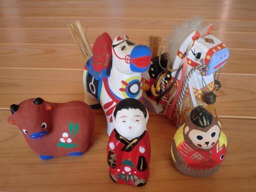 【５体】郷土玩具　福缶　無印良品　張り子　土人形