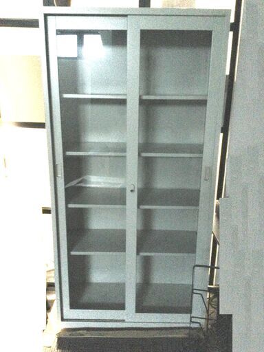 【オフィスコム】書庫引戸ガラススチール 鍵付き本棚 幅880×奥行400×高さ1790mm、定価39590円