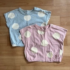 キッズ服　Tシャツ　70〜80サイズ　水玉模様