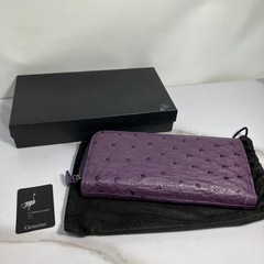 O2404-103 オーストリッチ 長財布 中古美品