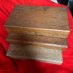 『取り置き』レトロ　木箱　シャビー　杉木製2点、桐木1点硯箱合計3点