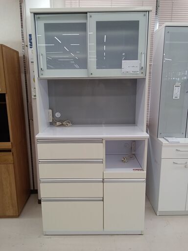 ★ジモティ割あり★  レンジボード ホワイト W97×D48×H202 クリーニング済み TC2368