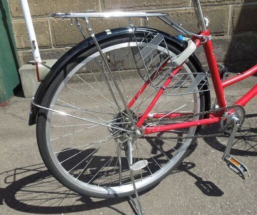 26インチ 自転車 シティサイクル ママチャリ レッド 変速なし カゴ付き 鍵3本付き 札幌市東区 新道東店