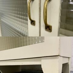 【廃版】unico/ウニコ U-CUBE/ユーキューブ ダブルキャビネット 幅100 アンティーク調 チェッカーガラス 中古家具 店頭引取歓迎 R8151