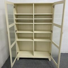 【廃版】unico/ウニコ U-CUBE/ユーキューブ ダブルキャビネット 幅100 アンティーク調 チェッカーガラス 中古家具 店頭引取歓迎 R8151