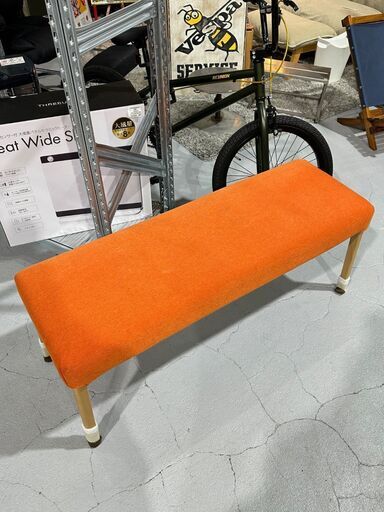 ★筑波産商★ ベンチ W110cm デニッシュ110 オレンジ ダイニングベンチ リビング 書斎 天然木 オシャレ