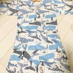 130cm オシャレ甚平 赤魚＆クジラ🐳柄