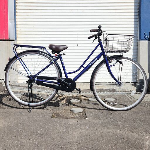 【5/5販売済KH】シティサイクル 自転車 27インチ ママチャリ 変速なし カゴ 鍵付き ブルー 紺 24D 北1 5/5販売済KH】シティサイクル 自転車 27インチ ママチャリ 変速なし