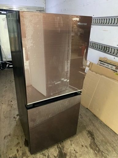 福岡市内配送無料　2020年式ガラス冷蔵庫 ブラウン HR-G13B-BR [2ドア /右開きタイプ /134L] [冷凍室 46L]
