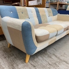 愛品館 江戸川店 ソファ】不二貿易 3Pパッチワークソファ ID:156