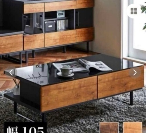 (値下げ可能)センターテーブル ガラス 幅105 奥行き45 高さ37 日本製 大川家具 完成品 ローテーブル ガラステーブル 引き出し 収納 木製 国産