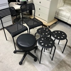 　IKEA ADDEチェア/ニトリ　スツール　黒　家具 椅子 チェア