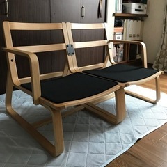 【2脚】無印良品 ソファ MUJI リビングでもダイニングでもつかえるソファチェア(中古) 【受渡日4/13(土)他】［アーム2本・ジョイントパーツ有］ 