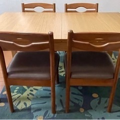IKEA 伸長式テーブル 140/220x84cm 椅子４脚、ベ...