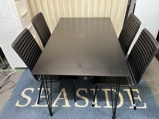 オシャレ黒の木目家具 ダイニングセット
