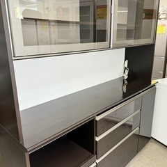 【超美品‼️】定価43万♪ 高級 松田家具 175cm幅キッチンボード 食器棚 収納家具 艶あり木目調ダークブラウン♪