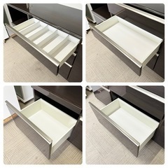 【超美品‼️】定価43万♪ 高級 松田家具 175cm幅キッチンボード 食器棚 収納家具 艶あり木目調ダークブラウン♪