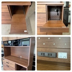 【超美品‼️】定価99,000円♪ 東馬 105cm幅キッチンボード 食器棚 収納家具 アルダー無垢材 ダークブラウン♪