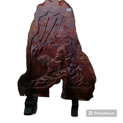 (中古)虎の木彫り アンティーク オブジェ