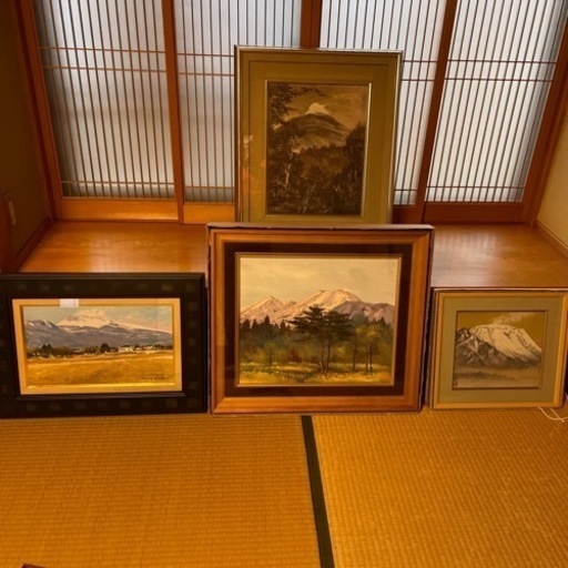絵画　浅間山　4点
