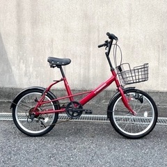 【お譲り先決定】20インチ6段変速赤色整備済み自転車