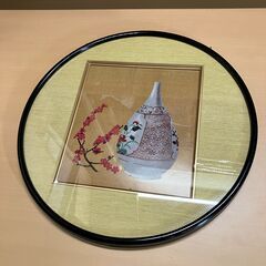 木製円形額縁（色紙入り）直径45cm