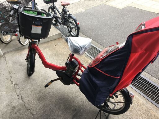 地域限定送料無料 ヤマハ キッスミニ 三人乗り 子供乗せ 12,8AH 赤