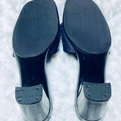 シャネル ココマーク ミュール サンダル ネイビー デニム CHANEL