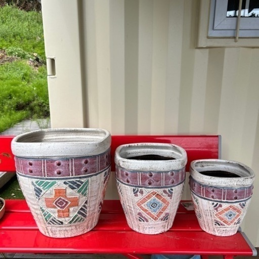 新品　植木鉢3点セット　陶器製
