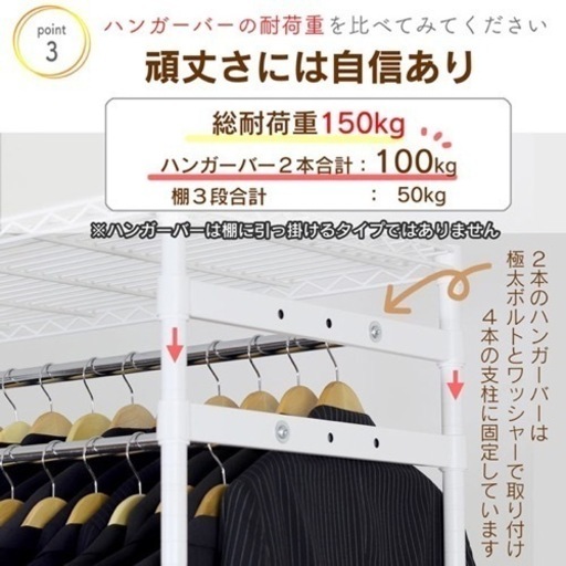 新品未開封☆川口工器　頑丈ハンガーラックダブル