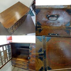 民芸家具 時代箪笥風 小物箪笥 からくりタンス 薬箪笥 小引出 卓上 和家具 札幌市 新道東店