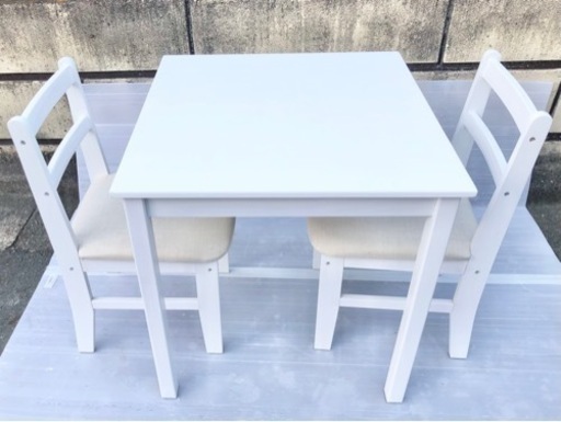 カフェ家具　木製 ホワイト 2人用 ダイニングセット ☆配送応相談☆