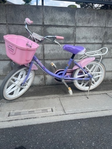 【引取り限定】ブリヂストン18型自転車　エコキッズ(ラベンダー\u0026ピンク)